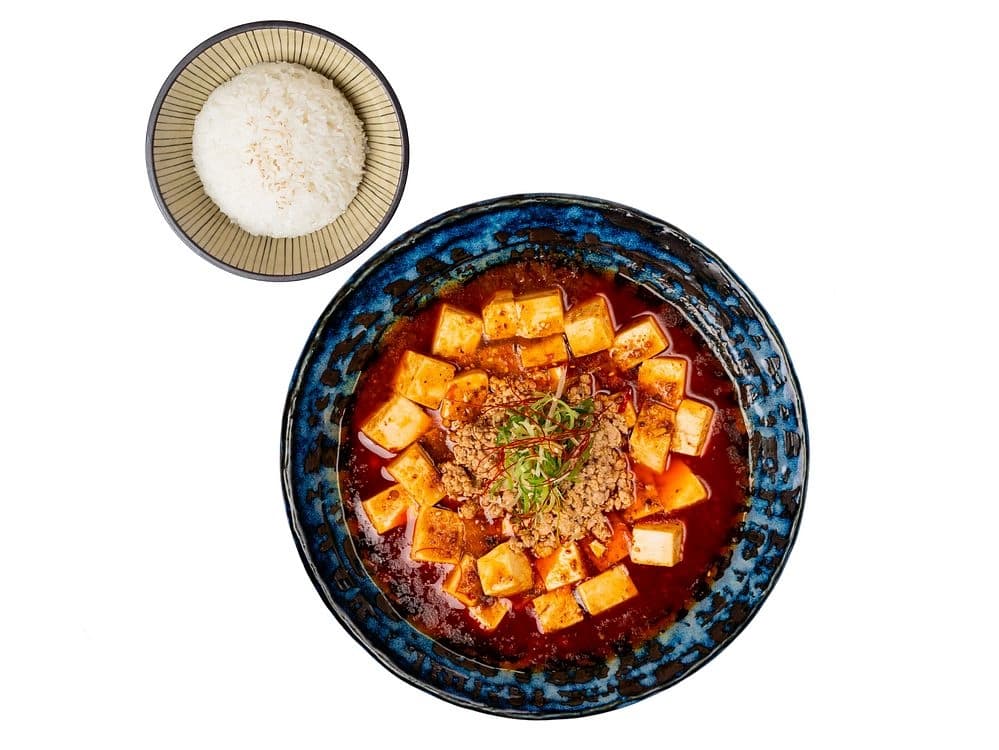 Mapo Tofu with Ground Meat, Rice